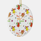 鶏の水彩アートで人生が良い セラミックオーナメント (右)