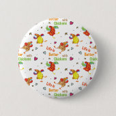 鶏の水彩アートで人生が良い 缶バッジ (正面)