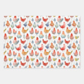 鶏の水彩間抜け誕生日3ギフト ラッピングペーパーシート (正面3)