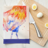 鶏の水色チキンバードコケレルファーム キッチンタオル (四つ折り)