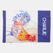 鶏の水色チキンバードコケレルファーム キッチンタオル (横)