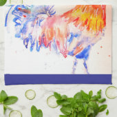 鶏の水色チキンバードコケレルファーム キッチンタオル (折り畳み)