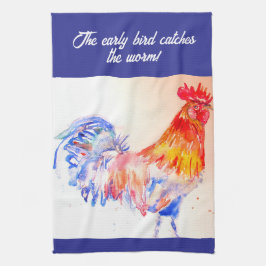 鶏の水色チキンバードコケレルファーム キッチンタオル