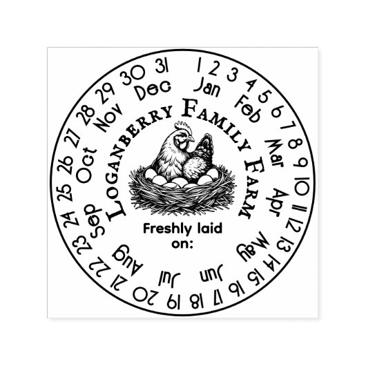 鶏の永久カレンダー鮮度日付#3I セルフインキングスタンプ (デザイン)