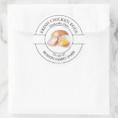 鶏の生卵ラベル ラウンドシール (バッグ)