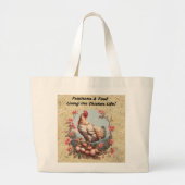 鶏の生活 ラージトートバッグ (正面)