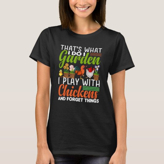 鶏の群れを抱え遊て庭に行くのだ Tシャツ (正面)