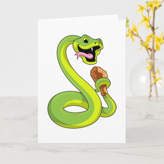 鶏の肉のついた蛇 カード (黄色い花)