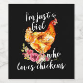鶏の花鶏を愛するただの女の子 ワインラベル (シングルラベル)