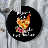 鶏の花鶏を愛するただの女の子 缶バッジ (インサイチュ)