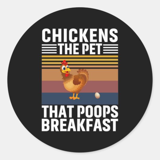 鶏の芸がペットを引っ張る ラウンドシール (正面)