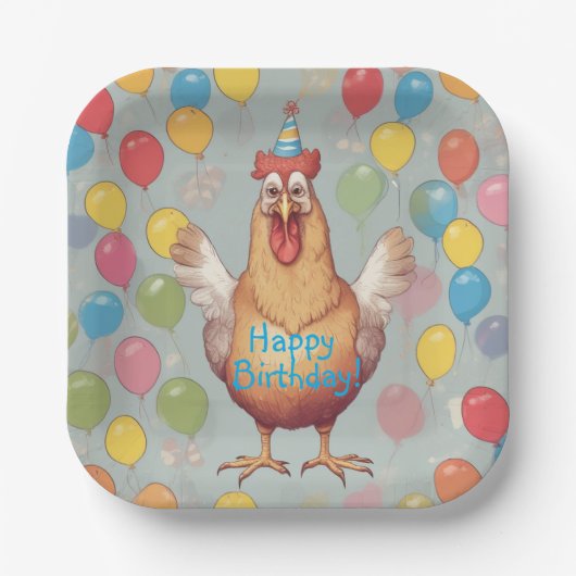 鶏の誕生日パーティー ペーパープレート (正面)