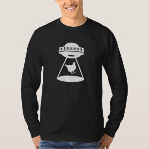 鶏の誘拐エイリアン宇宙船宇宙卵の湿布 Tシャツ