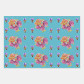 鶏の赤鶏コッケレル鳥の水彩画 ラッピングペーパーシート (正面2)