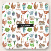 鶏の農場の園芸のパターン屋外の枕 コースター (正面)