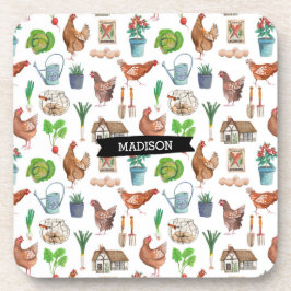 鶏の農場の園芸のパターン屋外の枕 コースター