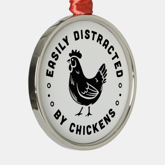 鶏の農場の生活の引用文に容易に気を取られる メタルオーナメント (右)