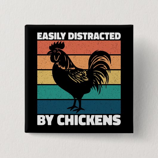 鶏の農業好きに気を取られるおもしろい 缶バッジ (正面)