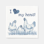 鶏の青い鶏のデルフト絵画が好き素朴 スタンダードカクテルナプキン (正面)