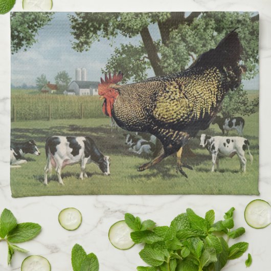鶏の餌- キッチンタオル (折り畳み)