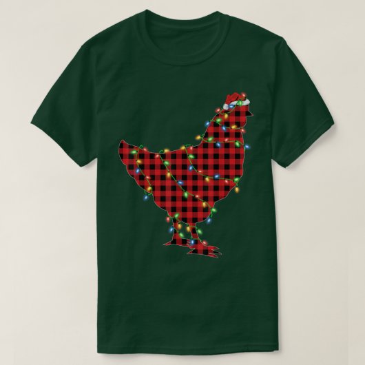鶏の鳥のクリスマスライト赤いバッファロープライド鶏 Tシャツ (デザイン正面)