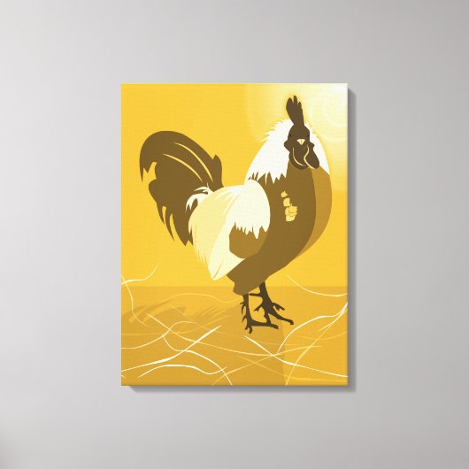 鶏の鳥の国の動物の黄色の家族ホーム キャンバスプリント (正面)