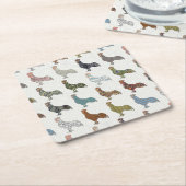 鶏の鳥柄カラフルファーム スクエアペーパーコースター (アングル)