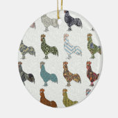 鶏の鳥柄カラフルファーム セラミックオーナメント (左)