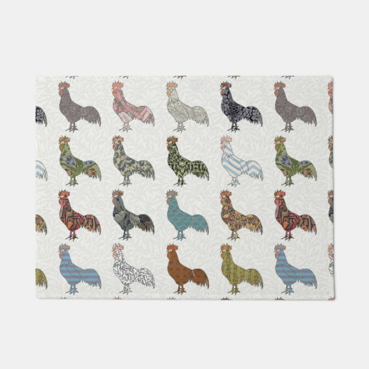 鶏の鳥柄カラフルファーム ドアマット (正面)
