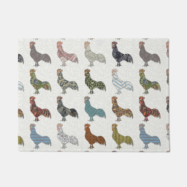 鶏の鳥柄カラフルファーム ドアマット (正面)