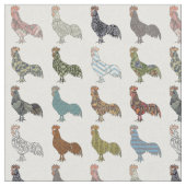 鶏の鳥柄カラフルファーム ファブリック (クローズアップ)