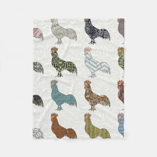 鶏の鳥柄カラフルファーム フリースブランケット (正面)