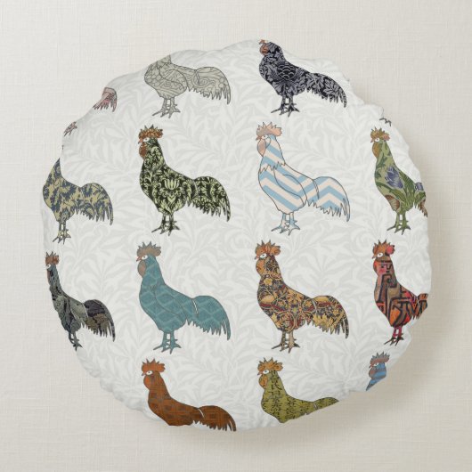 鶏の鳥柄カラフルファーム ラウンドクッション (裏面)