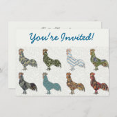 鶏の鳥柄カラフルファーム 招待状 (正面/裏面)