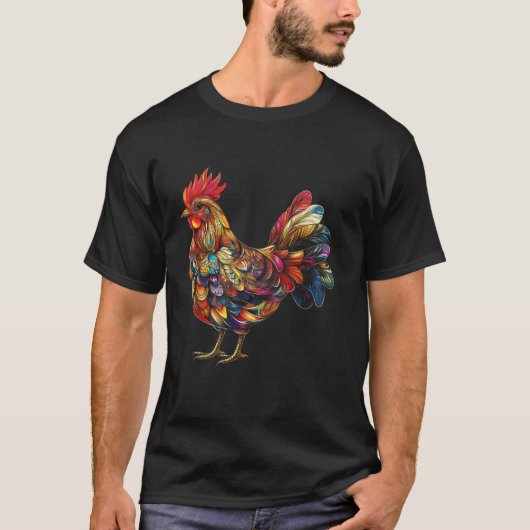 鶏の鳥鶏カラフル鶏の鳥農場動物ギフト Tシャツ (正面)