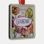 鶏の鶏の水色おばあちゃんの名前の装飾 メタルオーナメント (右)