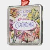 鶏の鶏の水色おばあちゃんの名前の装飾 メタルオーナメント (左)