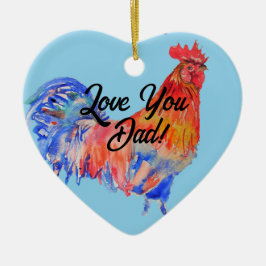 鶏の鶏の水色の愛あなたパパ装飾 セラミックオーナメント