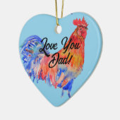 鶏の鶏の水色の愛あなたパパ装飾 セラミックオーナメント (左)