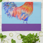 鶏の鶏の水色メンズパープルおもしろい キッチンタオル (折り畳み)