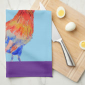 鶏の鶏の水色メンズパープルおもしろい キッチンタオル (四つ折り)