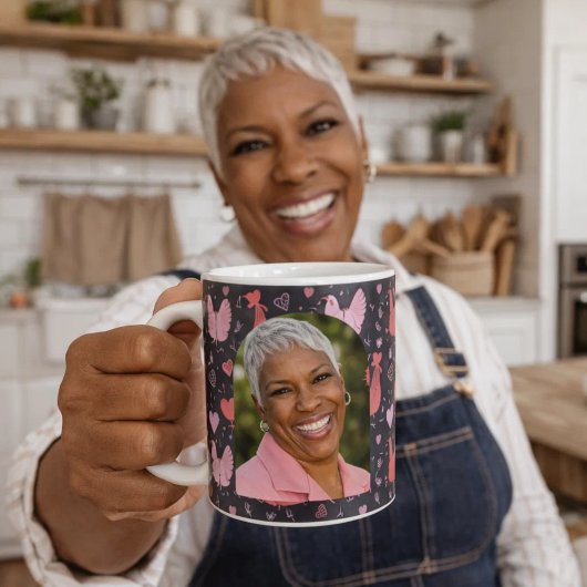 鶏の鶏の農家の黒い赤いピンクの写真 コーヒーマグカップ