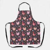 鶏の鶏の農家ブラックレッドピンク エプロン (正面)