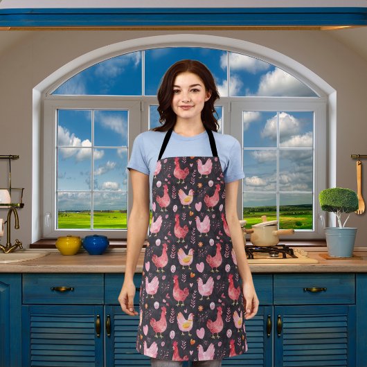 鶏の鶏の農家ブラックレッドピンク エプロン
