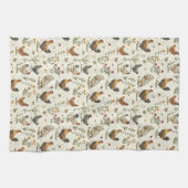 鶏の鶏の農家ベージュレトロ キッチンタオル (横)