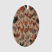 鶏の鶏の養殖田舎の動物 オーナメント (正面)