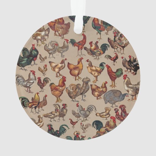 鶏の鶏の養殖田舎の動物 オーナメント (裏面)