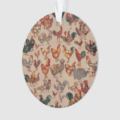 鶏の鶏の養殖田舎の動物 オーナメント (正面)