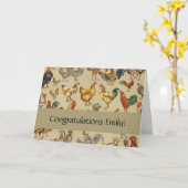 鶏の鶏の養殖田舎の動物 カード (黄色い花)