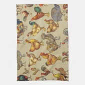 鶏の鶏の養殖田舎の動物 キッチンタオル (縦)